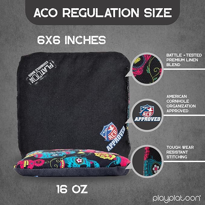 Play Platoon Cornhole Bags Set of 8 Regulation Professional Corn Hole Bean Bags ACO Approved