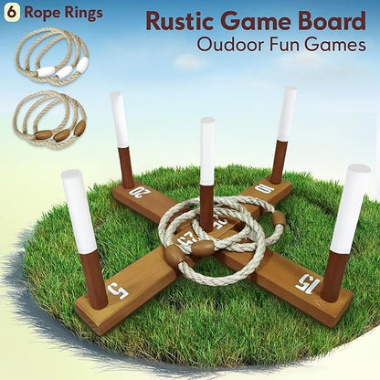 Outdoor Ring Toss Game for Adults - Perfect Lawn and Backyard Game for Adults and Family - Outdoor