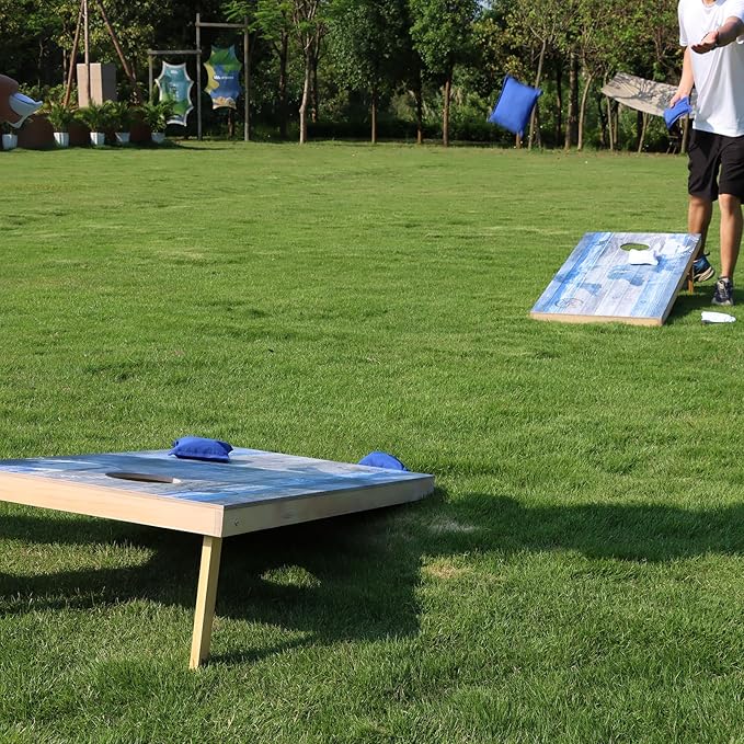 Cornhole Board Set, Regulation Size 4 x 2FT/3 x 2FT Solid Wood Corn Hole Game Set with 8 Bean