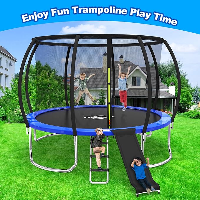 Trampoline Ladder Slide Kit, Trampoline Universal 3 Steps Wide Ladder & Buffer Slide,Universal Step