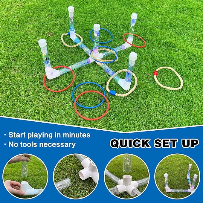 MOLACHI Ring Toss Games for Adults and Kids,Yard Games,Outdoor Indoor Games with LDE Light,Easy to