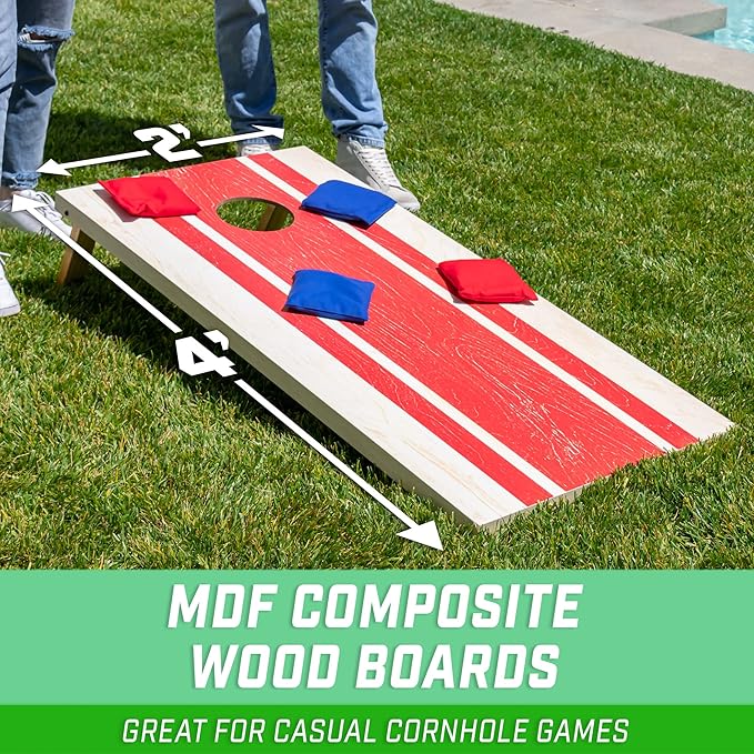 GoSports Portable Cornhole Sets, 8 Styles – Choose 4 x 2 ft or 3 x 2 ft - Boards Include 8 Bean