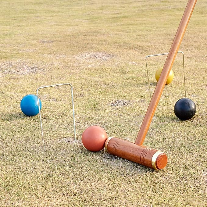 ApudArmis Deluxe Size Croquet Wickets, Set of 9 Colorful Square Arrow Wickets Replacement for 35In