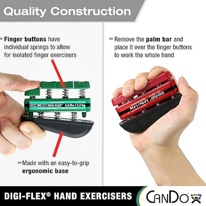 CanDo Digi-Flex Hand and Finger Exerciser Yellow-X-Light - For Dexterity, Strength, and Flexibility