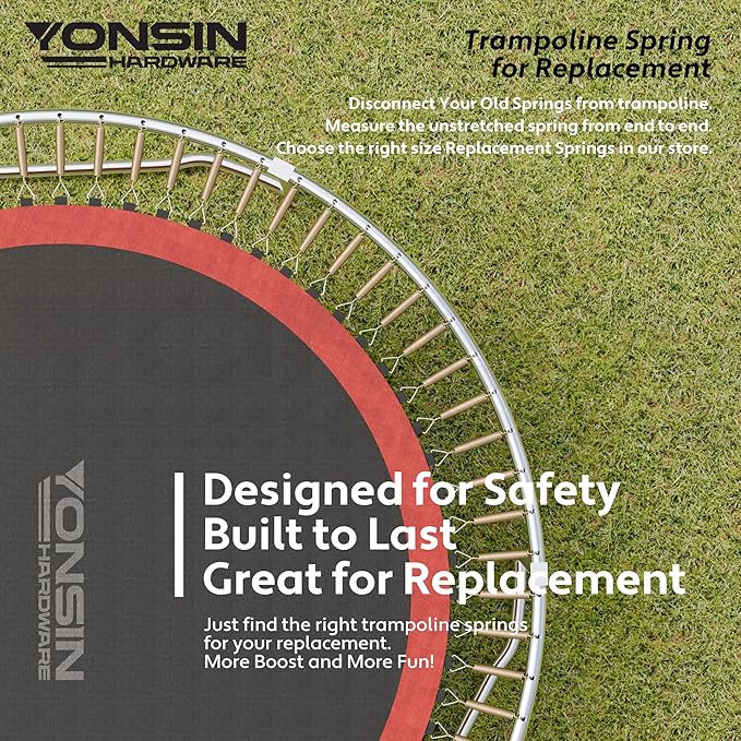 Trampoline Springs Heavy Duty with Swivel & Straight Hooks, Stainless Steel Trampoline Accessories