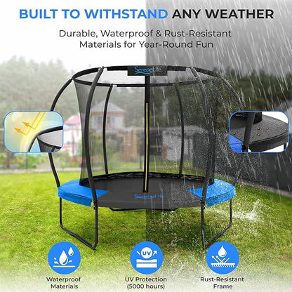 SereneLife 8FT 10FT 12FT 14FT Outdoor Trampoline for Kids and Adults – ASTM Certified Heavy-Duty