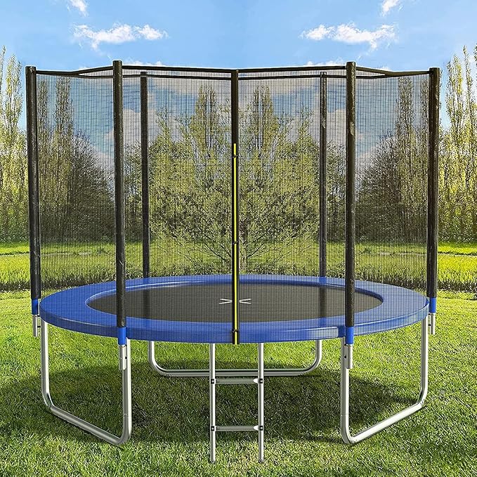 AOTOB 8FT 10FT 12FT 14 FT 15FT Trampoline with Safety Enclosure Net，Outdoor Trampoline with