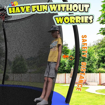 12 14 15 16FT Trampoline Outdoor with Basketball Hoop, Trampoline with Lights for Kids and Adults