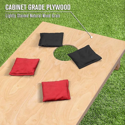 GoSports Regulation Size Wooden Cornhole Set with Natural Wood Finish - Includes Carrying Case