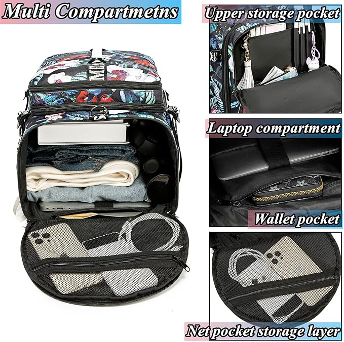 Gym Duffle Bag Backpack with Shoe Compartment,4 ways Travel Backpack for Women and