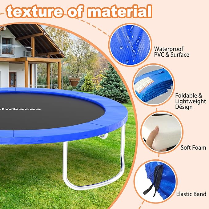 Trampoline Pad 10ft 12ft 14ft 15ft 16ft Trampoline Replacement Safety Pad, Waterproof and