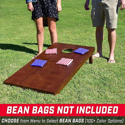 GoSports 4'x2' Regulation Size Wooden Cornhole Boards Set with Dark Brown Varnish | Includes
