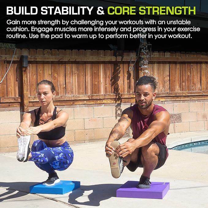 ProsourceFit Exercise Balance Pad ??Non-Slip Cushioned Foam Mat & Knee Pad for Fitness and