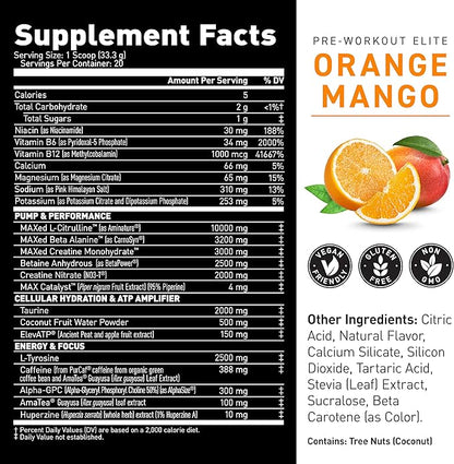 Kaged Pre Workout Powder Pre-Workout Elite for Men & Women, High Stimulant for Energy, Focus