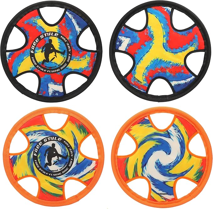 Outdoor Two Soft Frisbee Throwing Disc, Flying Disc, Flying Saucer for Man and Woman in Yard
