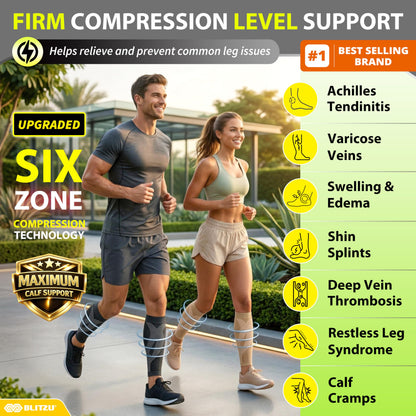 BLITZU Calf Compression Sleeves, Footless Compression Socks for Men & Women
