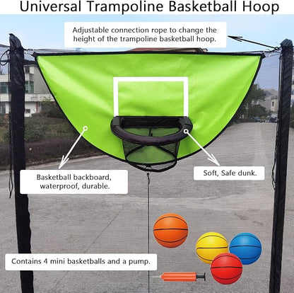 Trampoline Basketball Hoop, with Pump and 4 Mini Balls, Easy to Install, Universal Trampoline