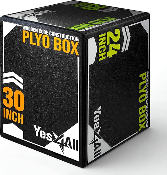 Yes4All 3-in-1 Soft-Padded Plyo Box With Wooden Core, Non-Slip Multi-Use Cushioned Plyometric Jump