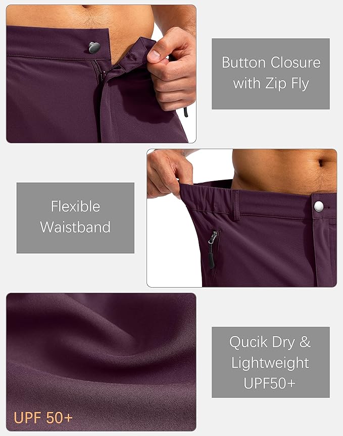 Pudolla Men's Hiking Cargo Shorts 9" Lightweight Outdoor Work Shorts for Men Travel Golf Camping