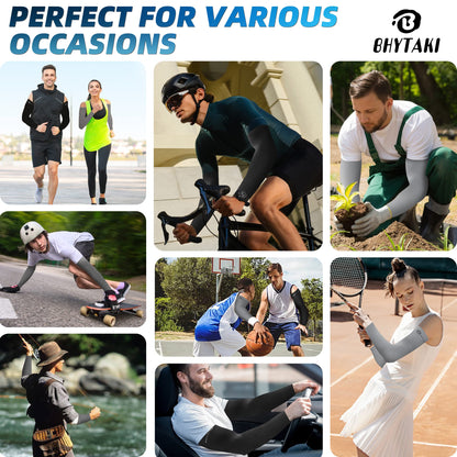 BHYTAKI 6 Pairs UV Sun Protection Arm Sleeves, UPF 50 Sports Cooling Arm Compression Sleeves for