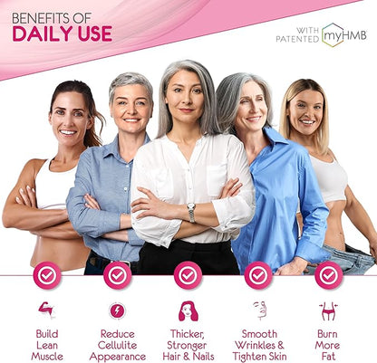 HMB Supplements for Women - Collagen Enhancer Capsules - Anti-Aging for 40 + Lean Muscle Builder