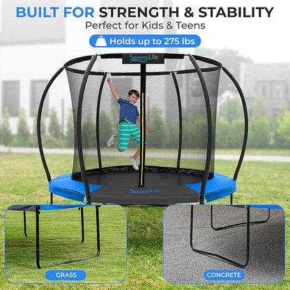 Serenelife 12FT 10FT 8FT Recreational Trampolines with Enclosure Net and Ladder and Anti-Rust