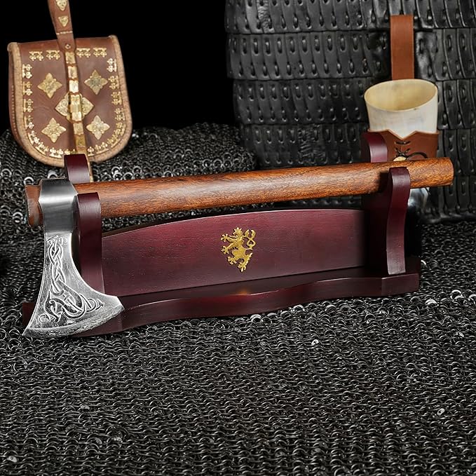 Mythrojan Medieval Sword Stand Solid Wood Horizontal Display Rack for Katana, Samurai, Gladiator