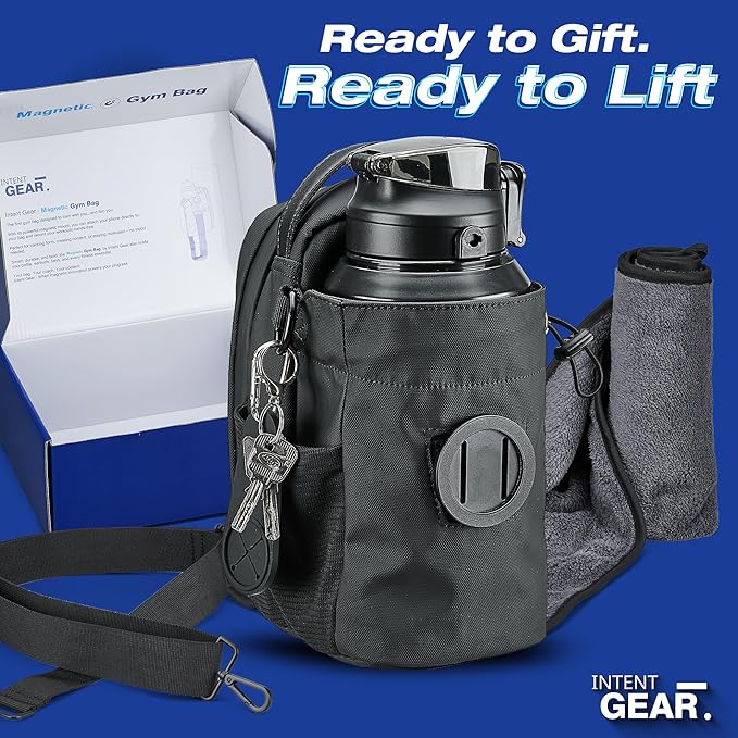 Magnetic Gym Bag with Magnetic Phone Holder for Gym Members - Strong Magnet Attaches to Gym