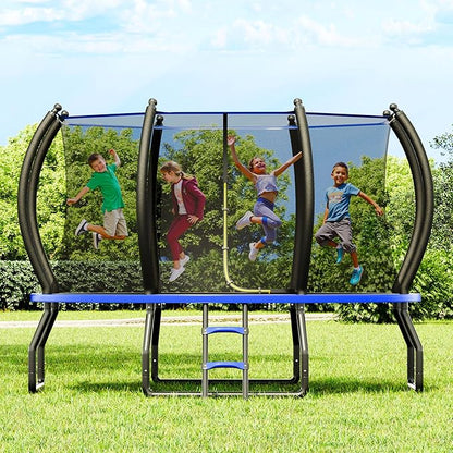 8FT 10FT 12FT 14FT 16FT Trampoline with Pop-up Quick Connector and Basketball Hoop, Trampoline