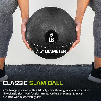 ProsourceFit Slam Medicine Balls 5, 10, 15, 20, 25, 30, 50lbs Smooth and Tread Textured Grip Dead