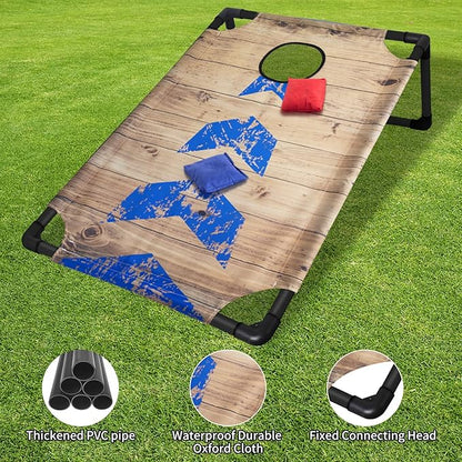 Portable PVC Framed Cornhole Game Set with 2 Collapsible Cornhole Boards, 8 Bean Bags and Carrying