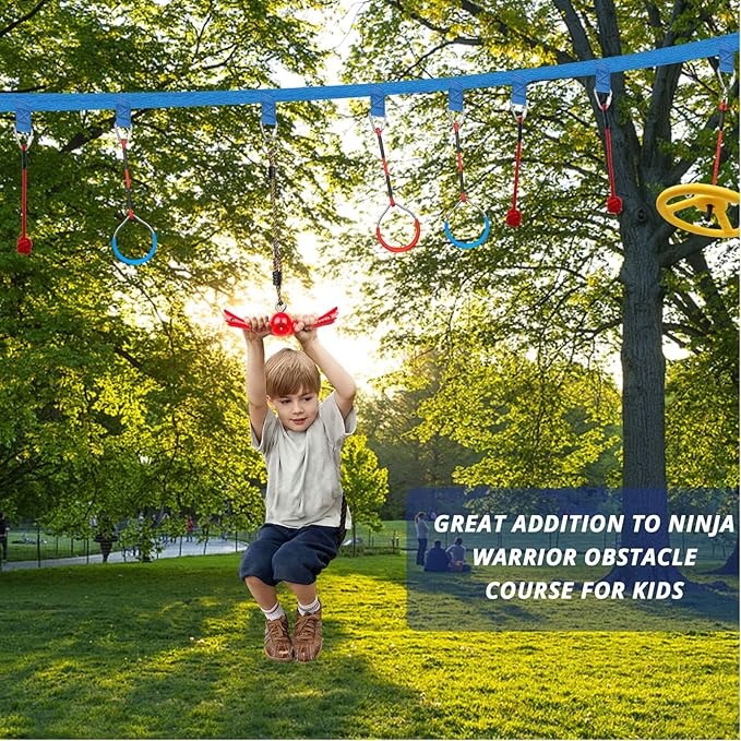 Ninja-Twister Swing Spins Set: Slackline Attachments - 360° Handle Twist-Spin Flips Toy Activate