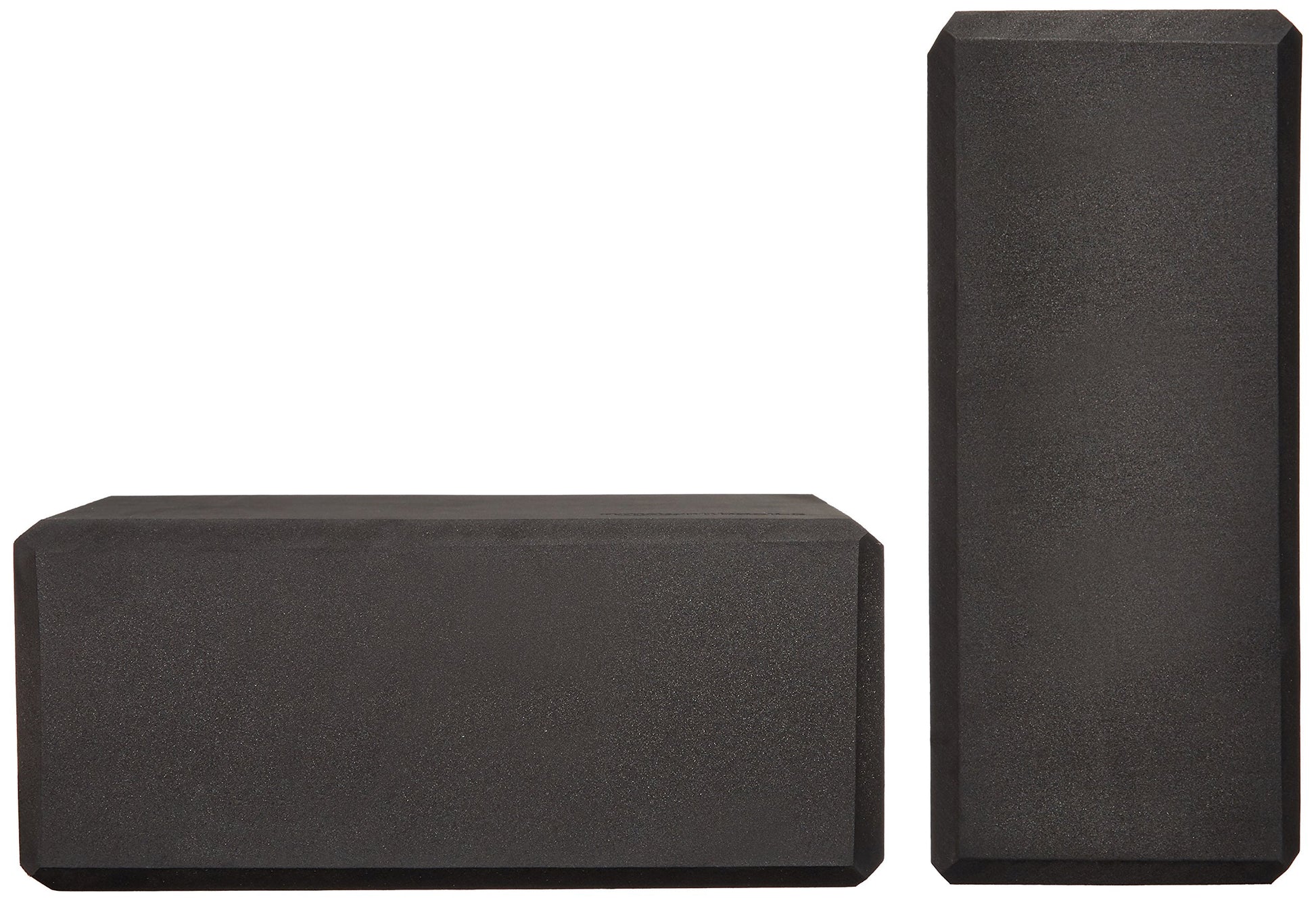 Amazon Basics Non-Slip Yoga Blocks, Set of 2, Deepen Poses, 4" x 9" x 6", Black