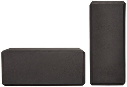 Amazon Basics Non-Slip Yoga Blocks, Set of 2, Deepen Poses, 4" x 9" x 6", Black