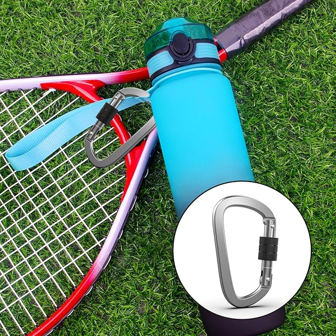 Premium Aluminum D Ring 4" Locking Carabiner Clips with Screw Gate, Set of 4, Lightweight & Durable