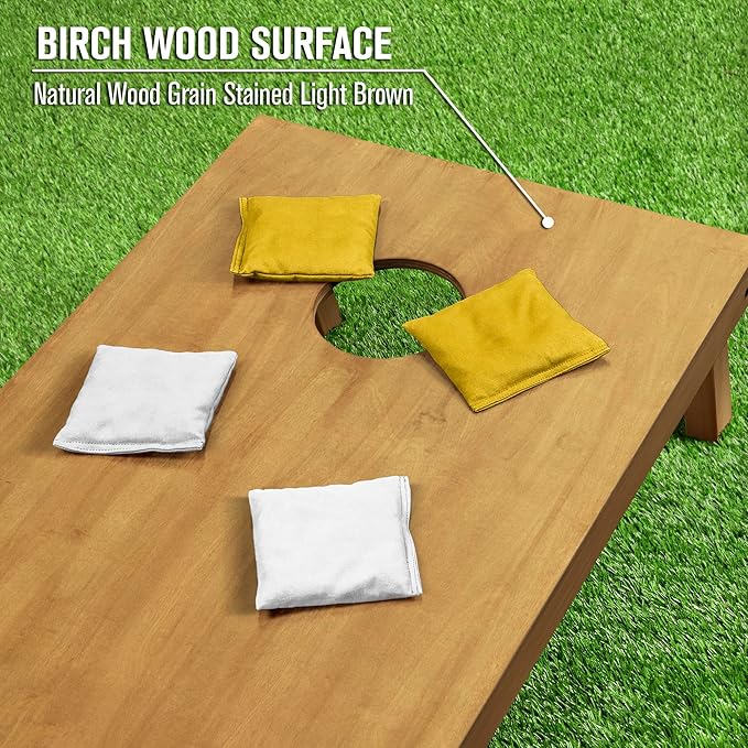 GoSports 4 ft x 2 ft Regulation Size Wooden Cornhole Boards Set - Includes Carrying Case - Full