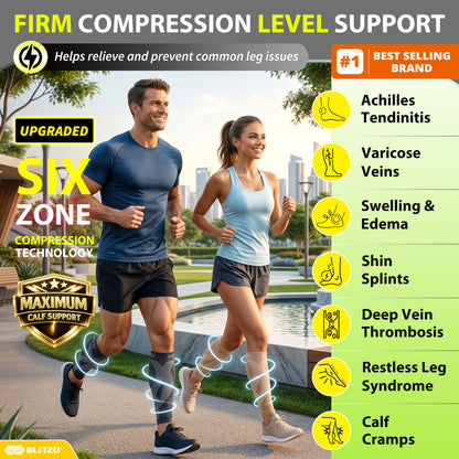 BLITZU Calf Compression Sleeves, Footless Compression Socks for Men & Women