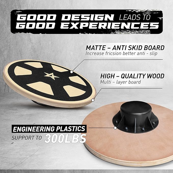 Yes4All Versatile Wooden Wobble Balance Board, Balance Trainer for Mobility Training, Standing