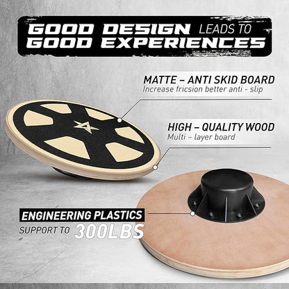 Yes4All Versatile Wooden Wobble Balance Board, Balance Trainer for Mobility Training, Standing