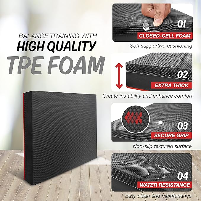 Yes4All Upgraded Size Foam Pad for Exercise, Nonslip Foam Balance Pad Physical Therapy, Yoga &