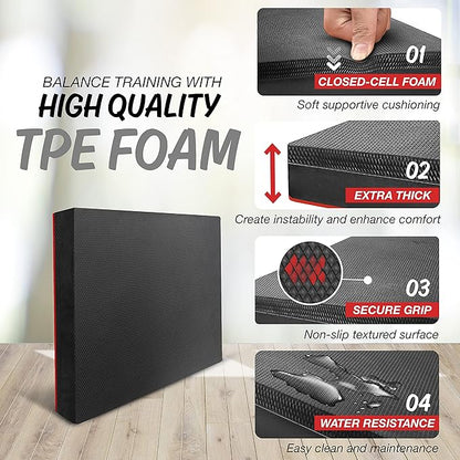 Yes4All Upgraded Size Foam Pad for Exercise, Nonslip Foam Balance Pad Physical Therapy, Yoga &