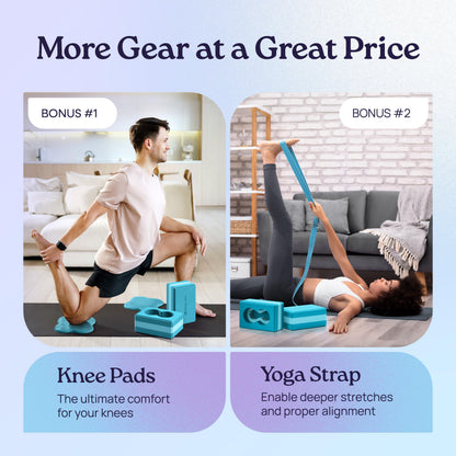Deep-Zen® Yoga Blocks Wrist Support; Yoga Blocks 2 Pack with Knee Pads and Strap to Put Less Weight