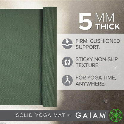 Gaiam Premium Yoga Mat, 5mm Non-Slip Exercise Mat (Sagebrush)