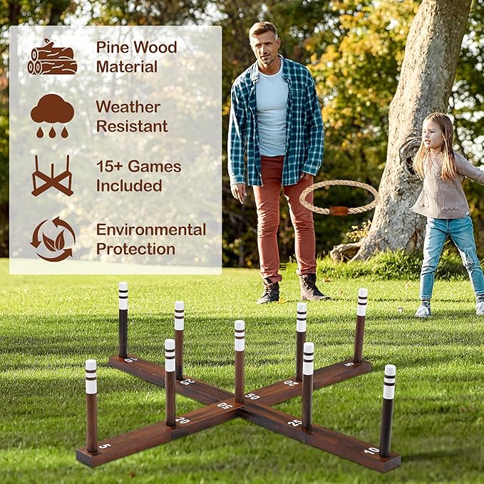 Ring Toss Game,Ring Toss Game for Adults and Kids, Indoor Outdoor Fun Holiday Lawn Yard Game for