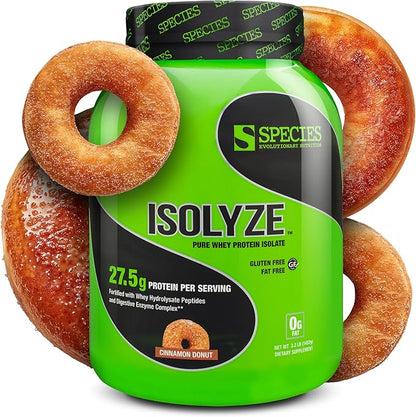 Species Nutrition Isolyze Whey Protein Powder, 100% Whey Isolate for Muscle Building, 27.5g Protein