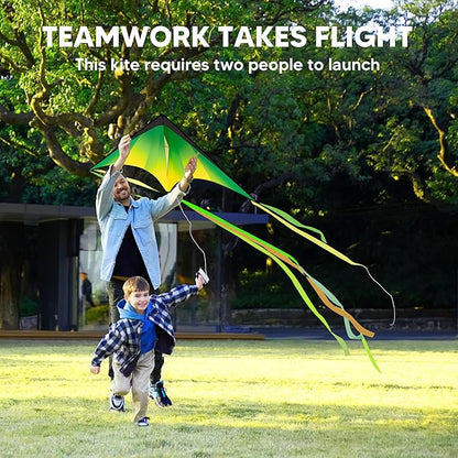 JOYIN Large Delta Kite Red, Green and Purple, Easy to Fly Huge for Kids and Adults with 262.5ft