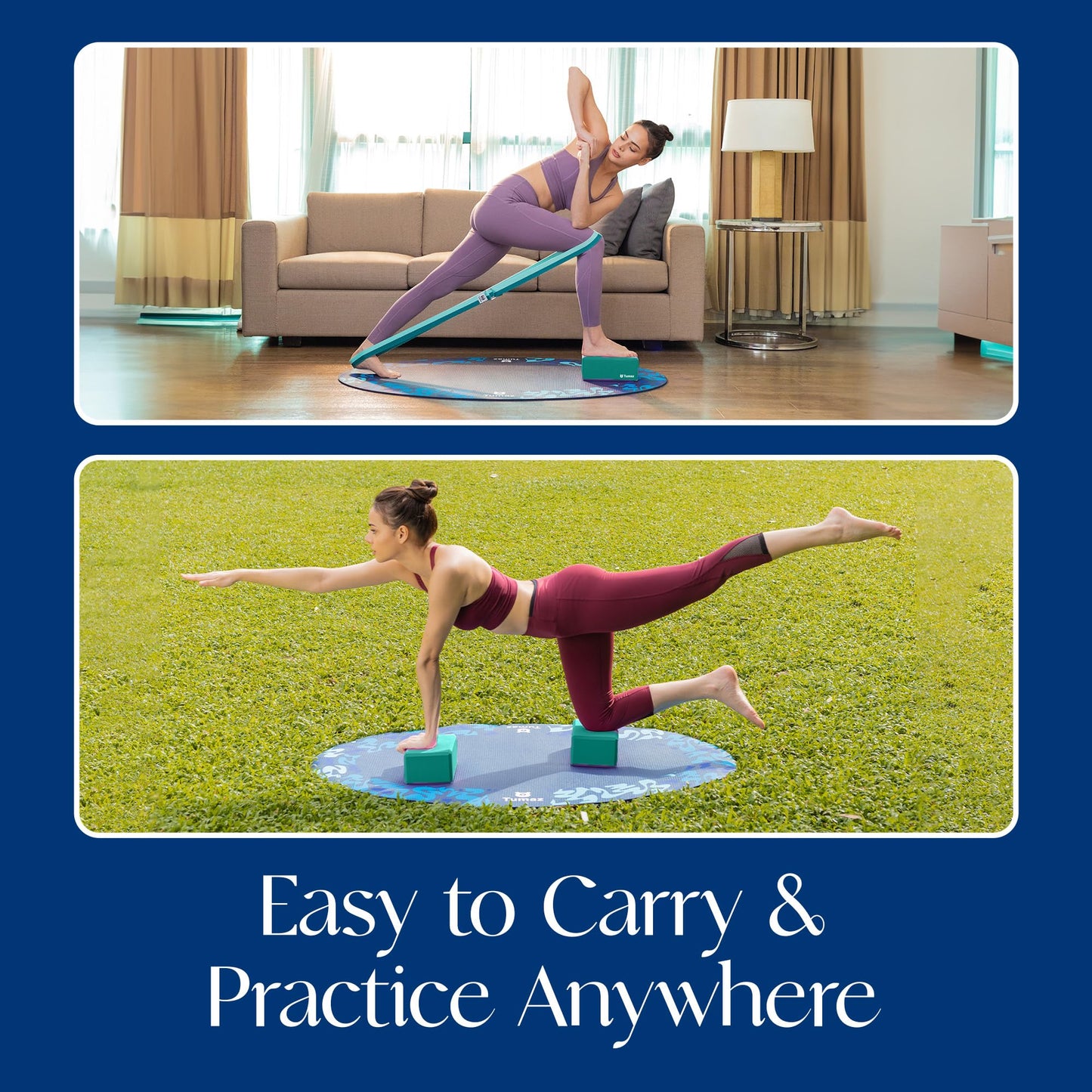 Tumaz Non-Slip Yoga Blocks，High-Density EVA Foam 2 Pack for Yoga & Pilates