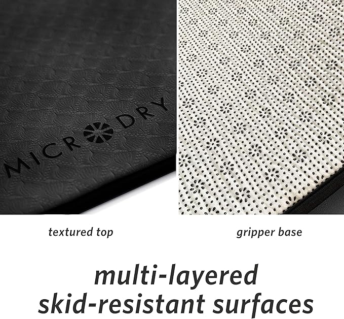 MICRODRY Deluxe Fitness Exercise Yoga Mat for Home & Gym, Extra Thick for High Impact Training