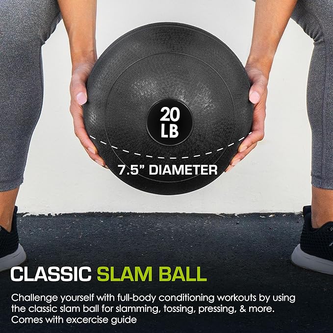 ProsourceFit Slam Medicine Balls 5, 10, 15, 20, 25, 30, 50lbs Smooth and Tread Textured Grip Dead