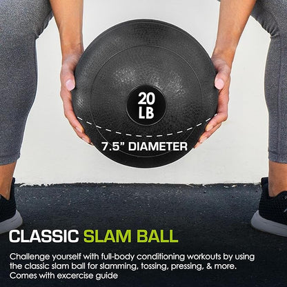 ProsourceFit Slam Medicine Balls 5, 10, 15, 20, 25, 30, 50lbs Smooth and Tread Textured Grip Dead